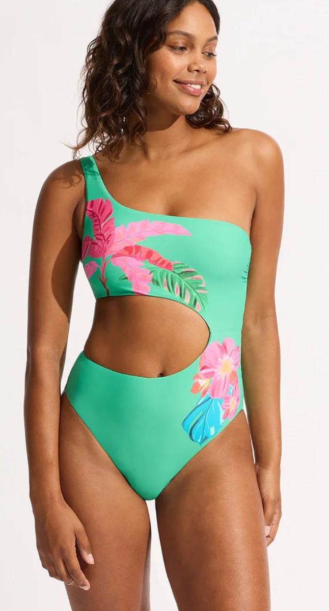 Seafolly Tropica One Shoulder Cut Out One Piece Carla Swimwear