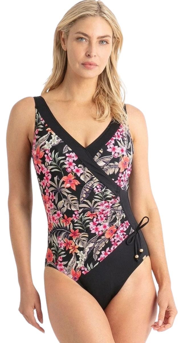 Hamilton DDE Gathered Surplice One Piece Swimsuit Black