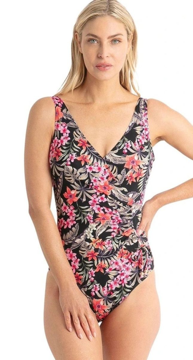 Hamilton Gathered Surplice One Piece Swimsuit - Black
