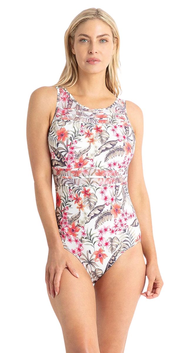 Hamilton Mesh High Neck Mast One Piece Swimsuit - White